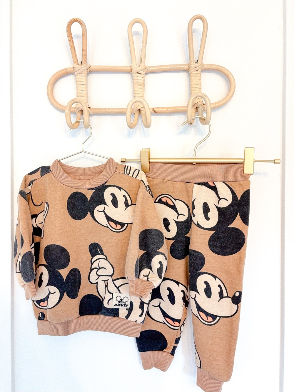 Disney Kids Mickey Mouse Tan and Black Matching Set